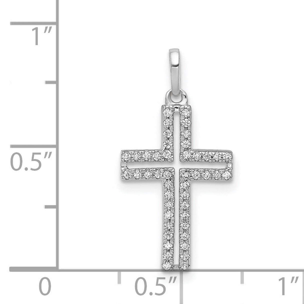 14k White Gold Cross Pendant with Diamond Pavé and Openwork Design for Men and Women