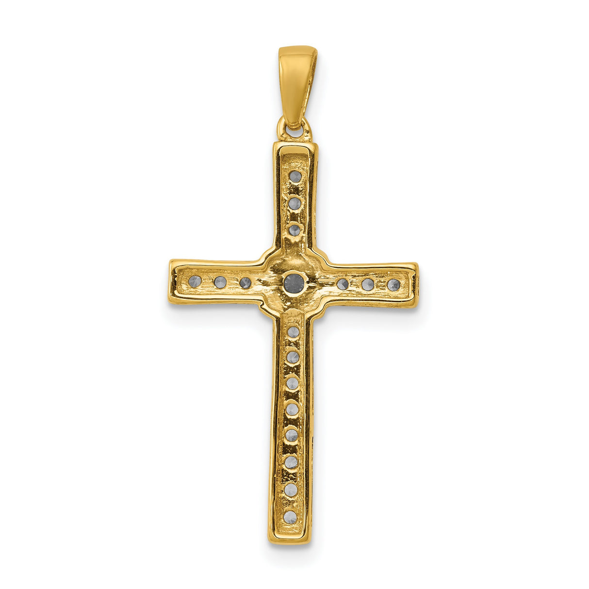 14k Yellow Gold Diamond Cross Pendant, Two Tone Religious Jewelry for Men and Women