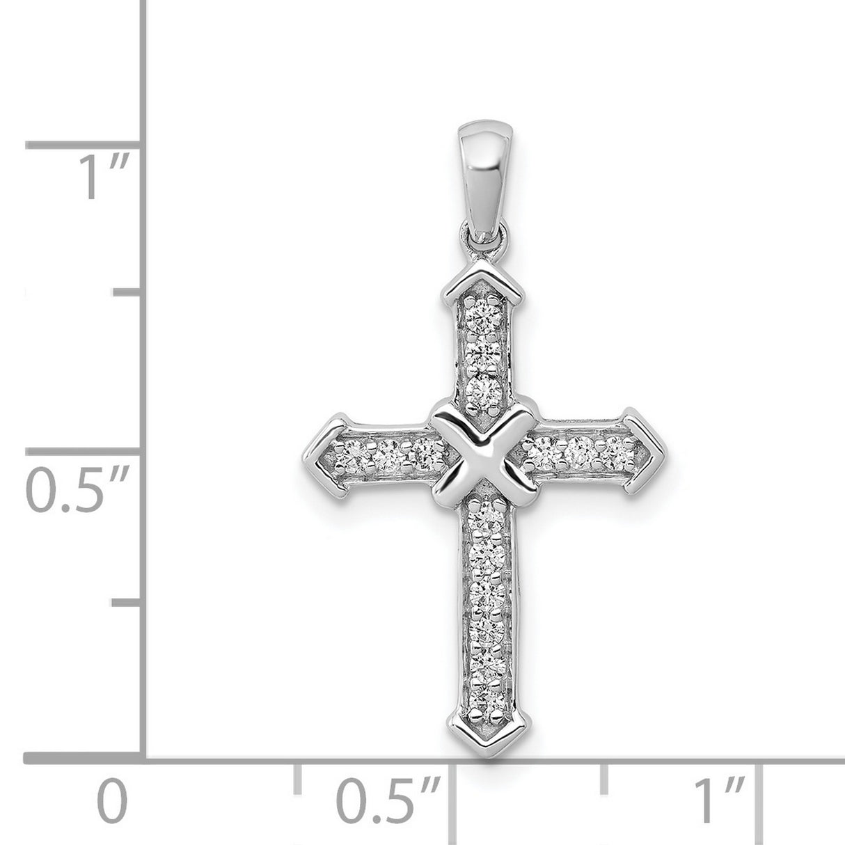 14k White Gold Cross Pendant with Diamond Accents, Sleek Modern Religious Jewelry