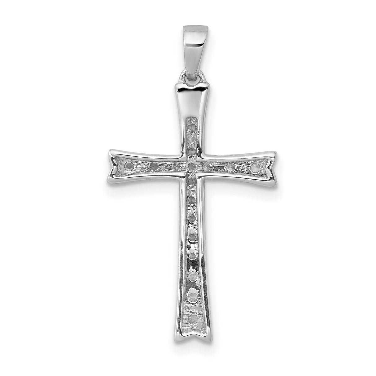 10k White Gold Diamond Cross Pendant, Polished Faith-Inspired Design for Men and Women