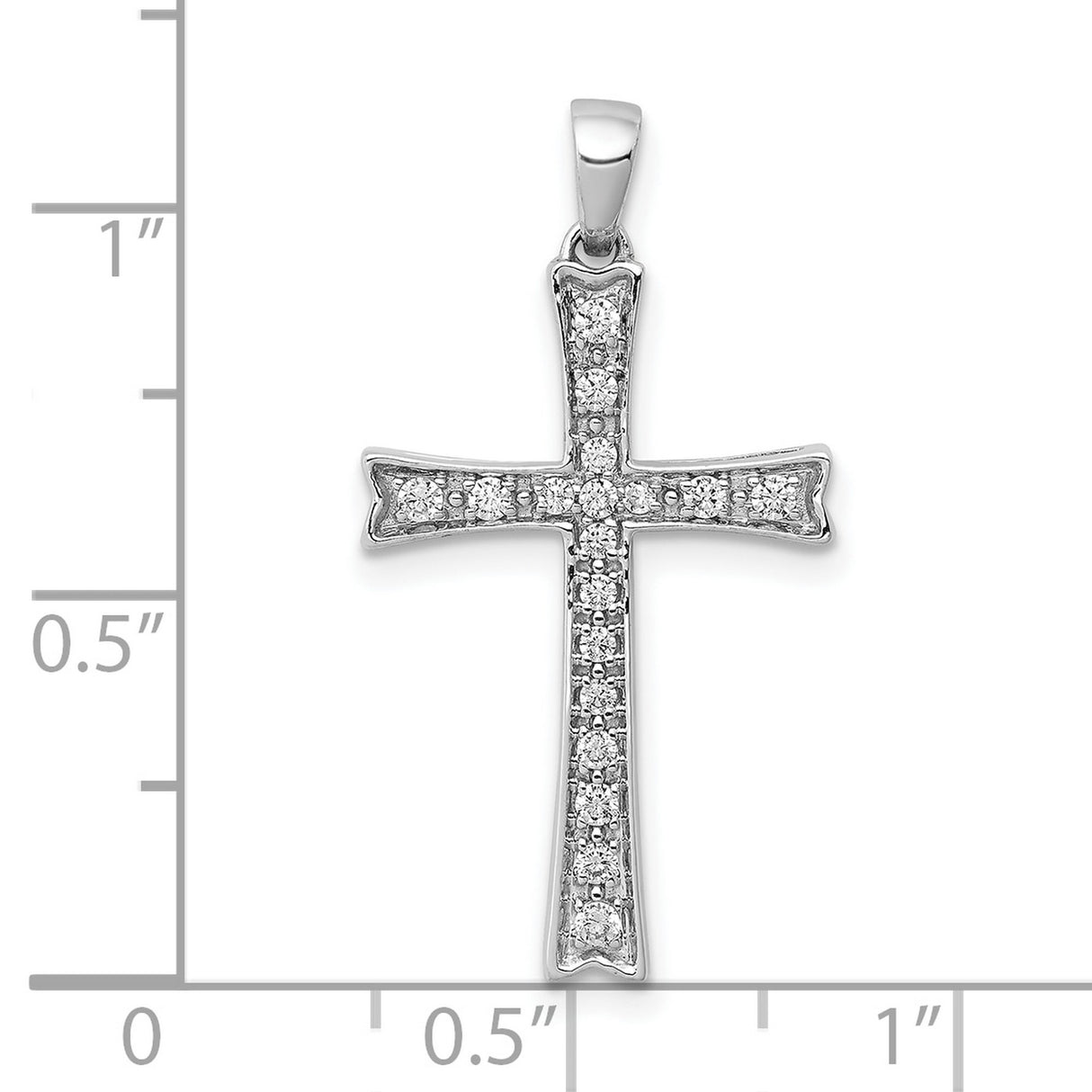 10k White Gold Diamond Cross Pendant, Polished Faith-Inspired Design for Men and Women