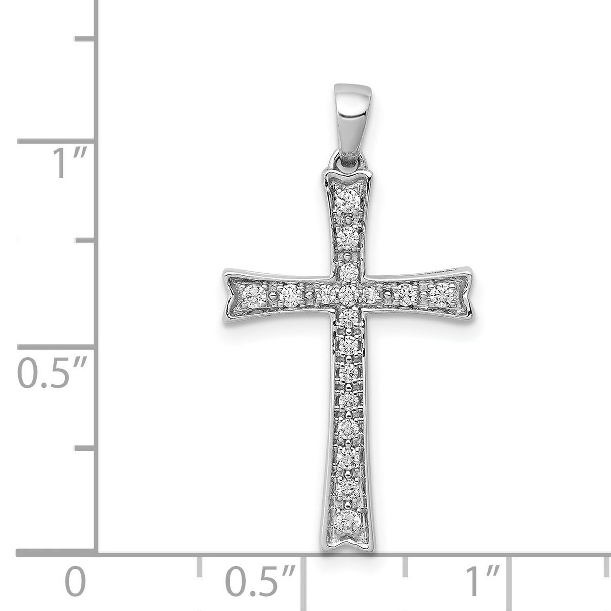 14k White Gold Cross Pendant with Channel-Set Diamonds, Mirror Finish, Minimalist Faith Style