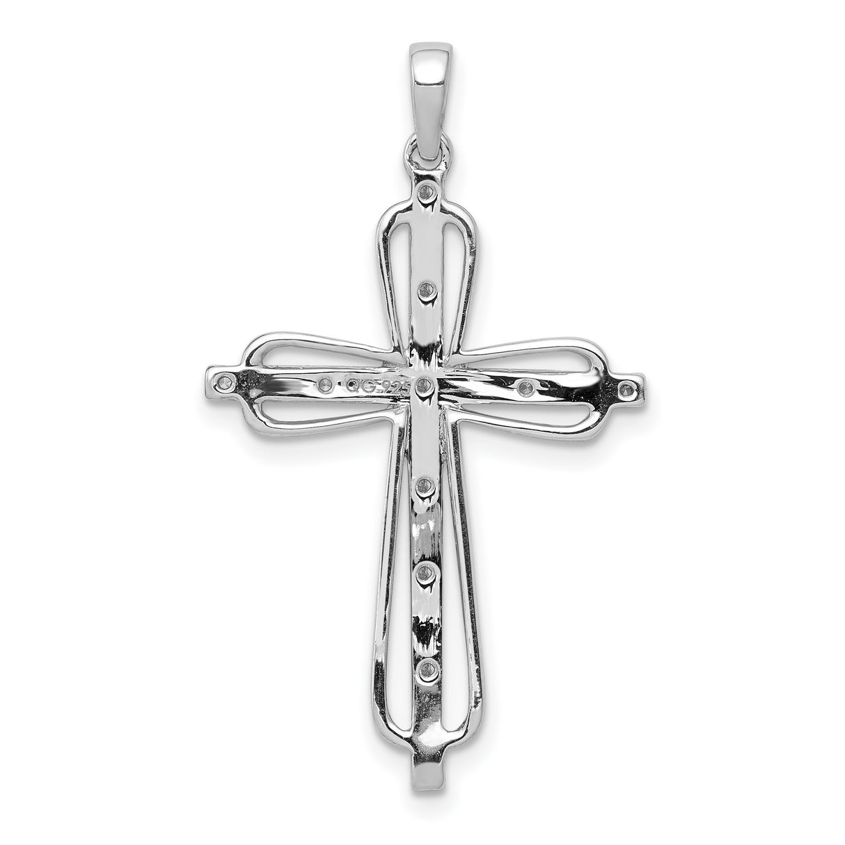 14k Two-Tone Gold Cross Pendant with Diamond Accent and Openwork Design