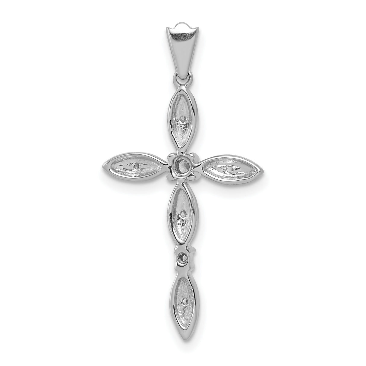 14k White Gold Diamond Cross Pendant, Polished Modern Faith Jewelry for Men and Women