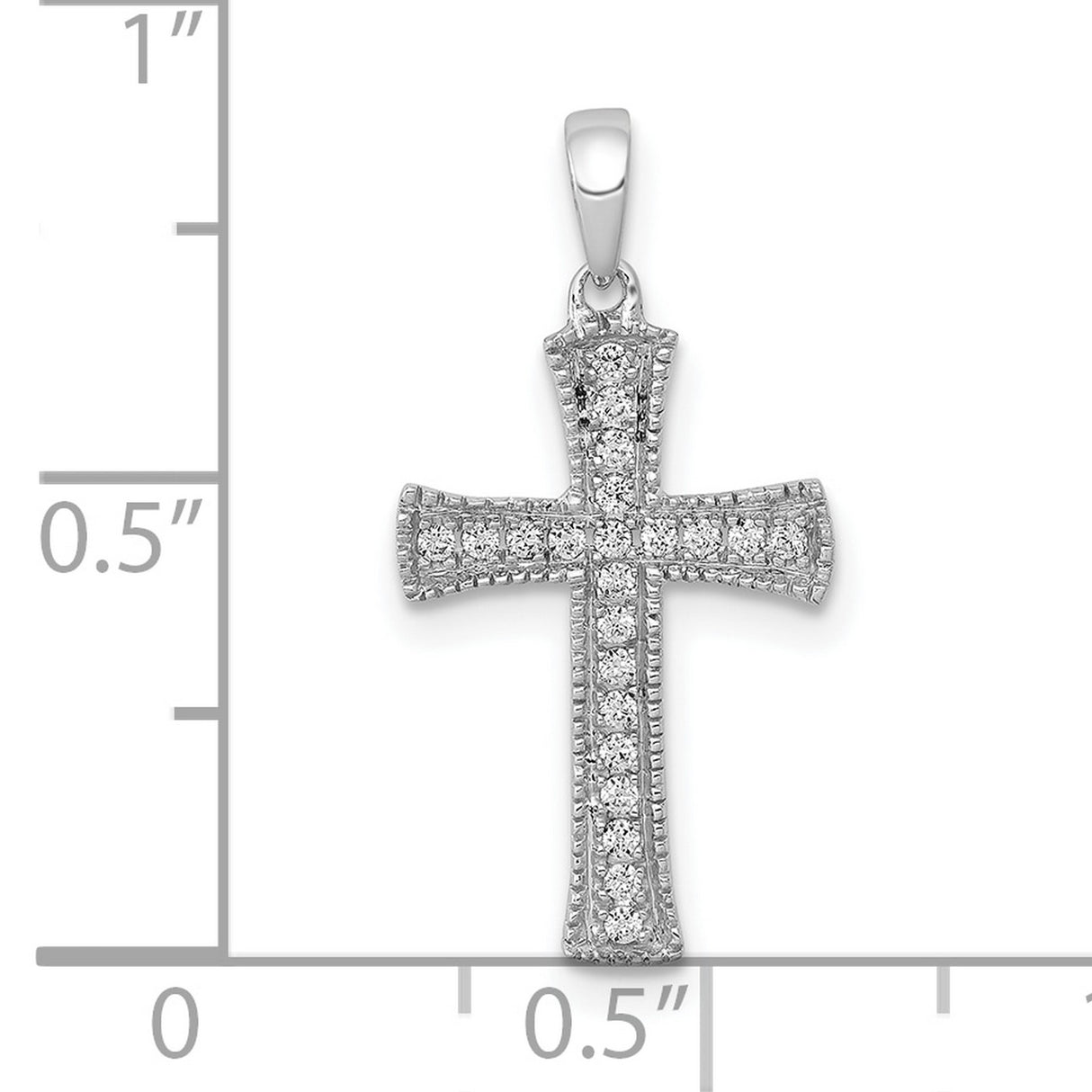 10k White Gold Cross Pendant with Diamond, Classic Vintage Faith Design for Men and Women