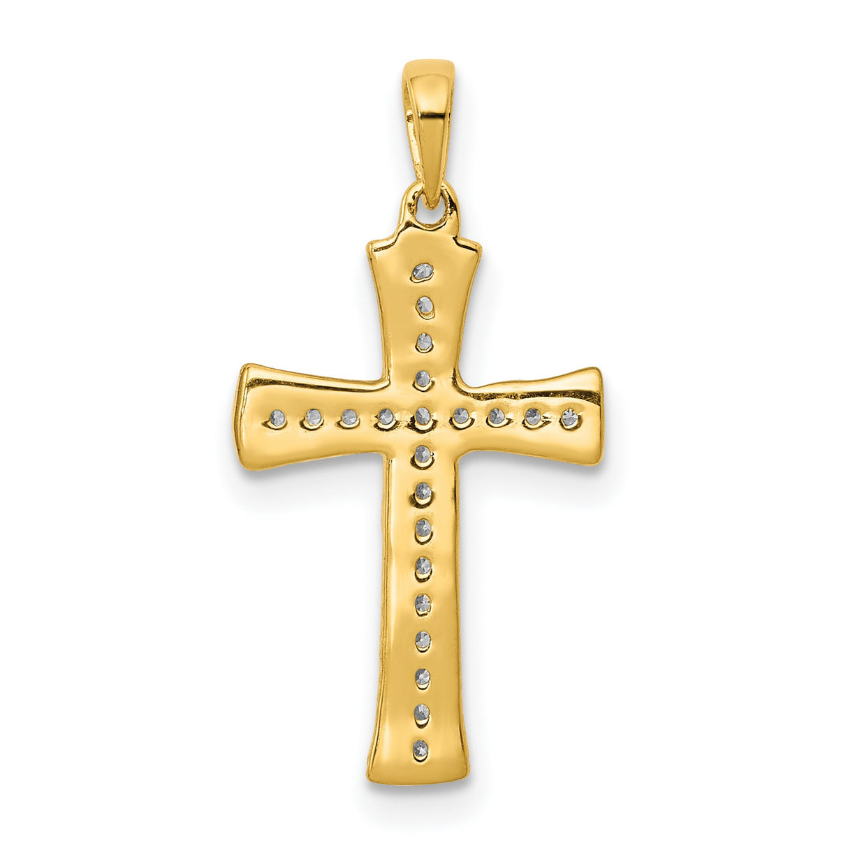 14k Yellow Gold Cross Pendant with Diamond Accents, Classic Religious Charm for Men and Women