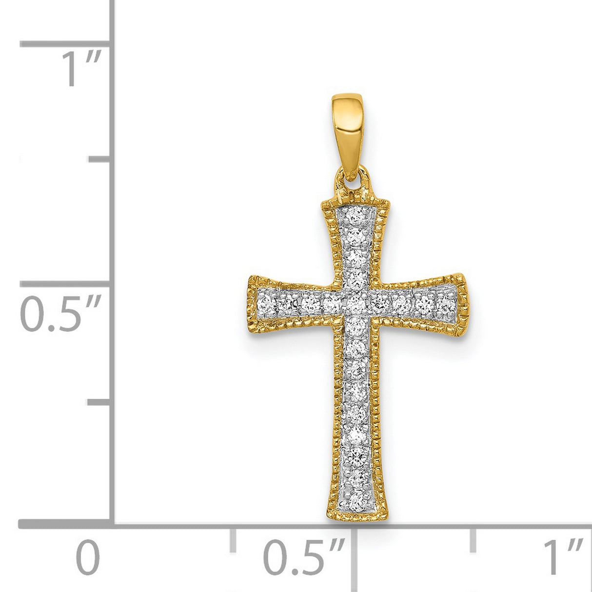14k Yellow Gold Cross Pendant with Diamond Accents, Classic Religious Charm for Men and Women
