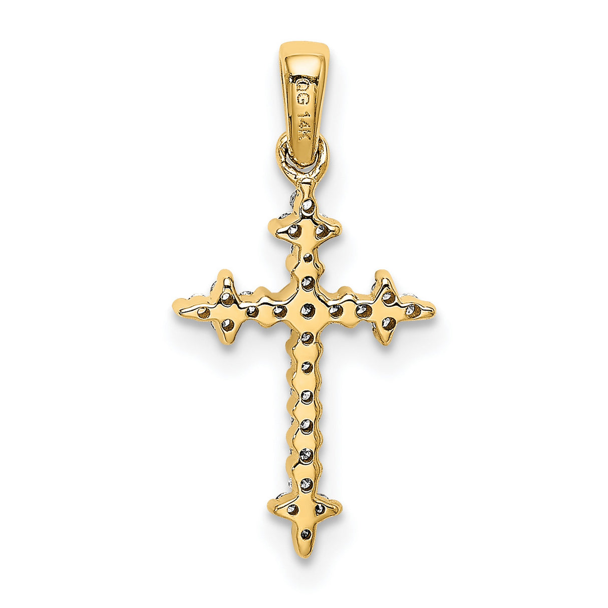 14k Two-Tone Gold Diamond Fleur de Lis Cross Pendant Religious Jewelry for Men and Women