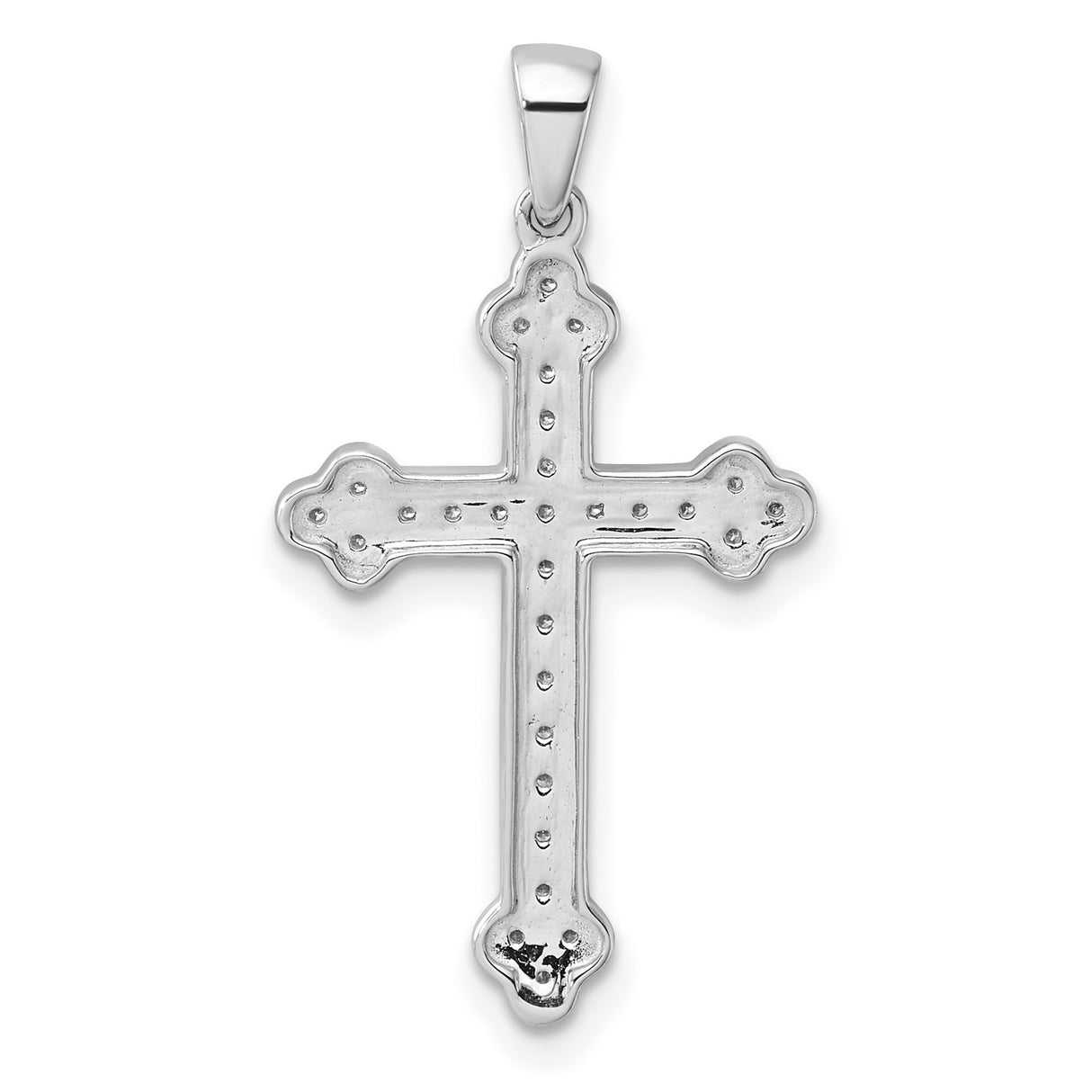 14k White Gold Cross Pendant with Diamond Accents, Polished Finish, Unisex Spiritual Jewelry