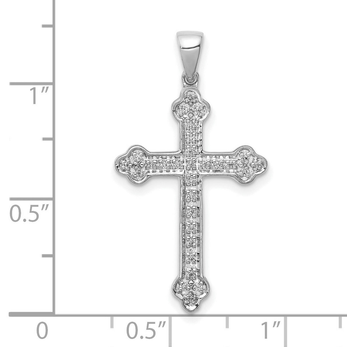14k White Gold Cross Pendant with Diamond Accents, Polished Finish, Unisex Spiritual Jewelry