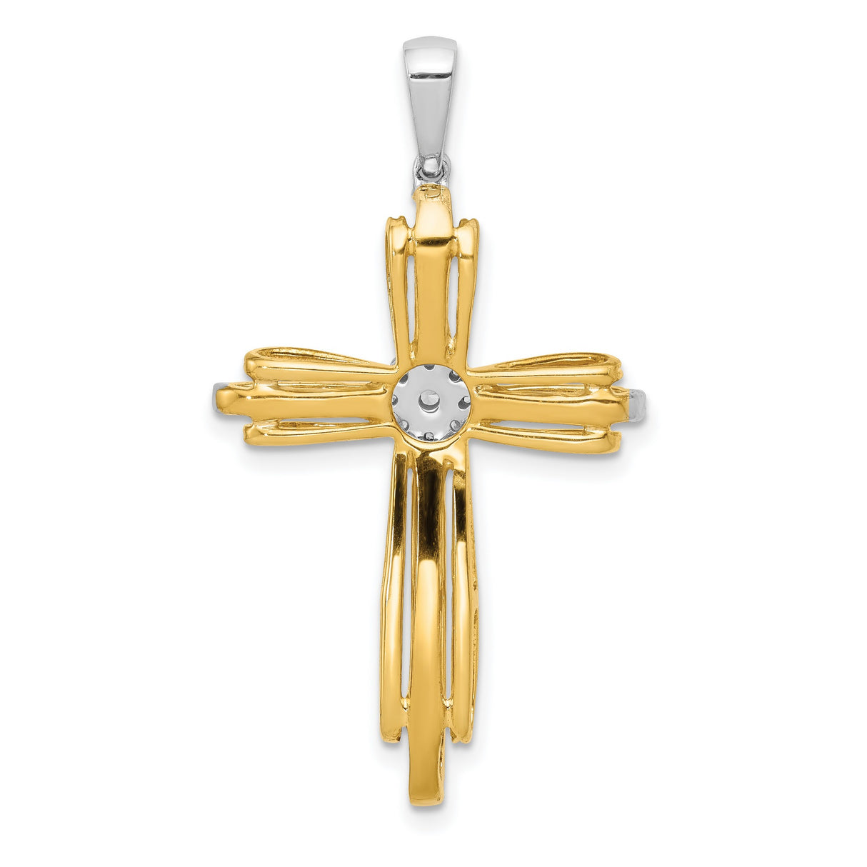 14k Multi-Tone Gold Diamond Cross Pendant, Religious Charm Jewelry for Men and Women