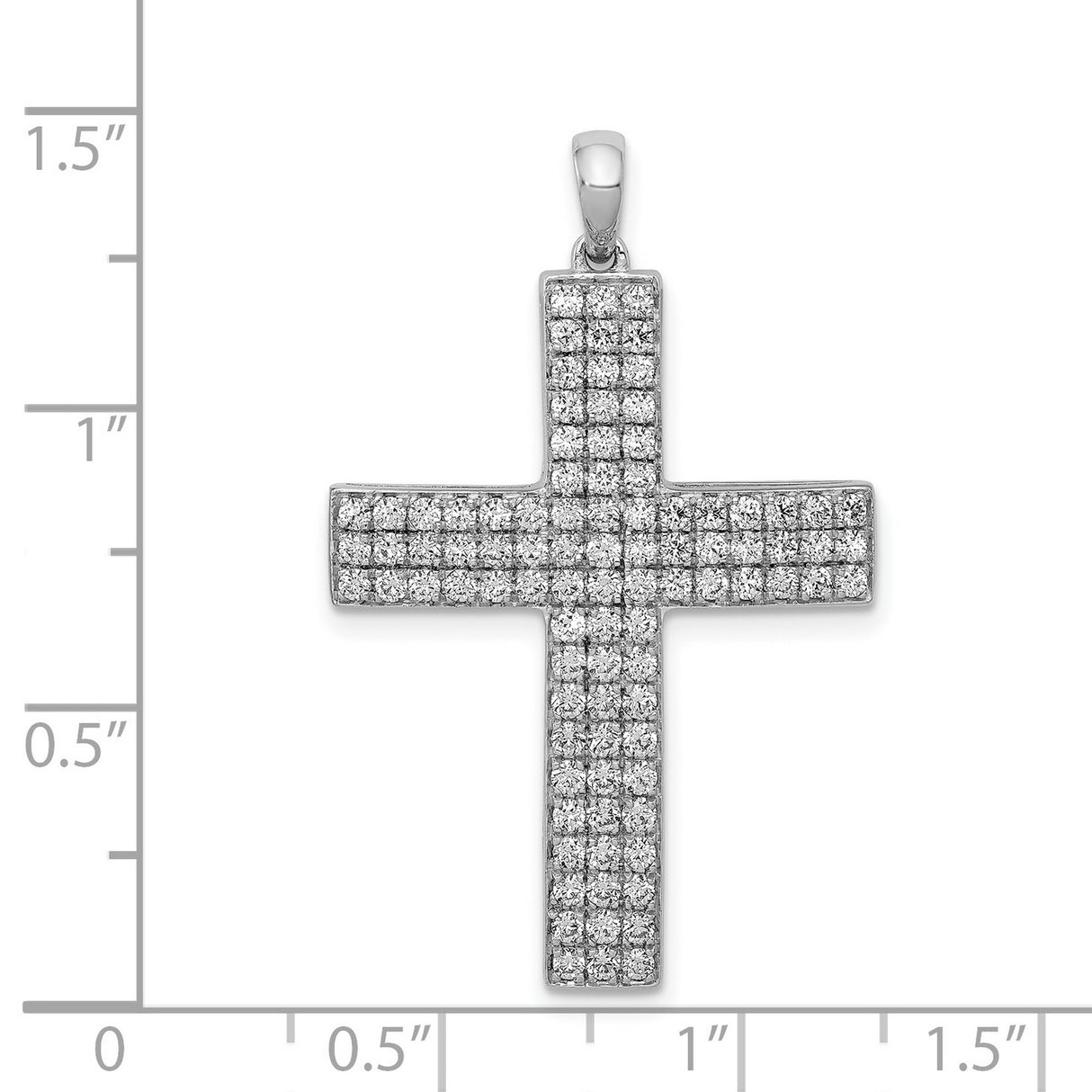 14k White Gold Cross Pendant with Diamond, Symmetrical Faith Design for Men and Women