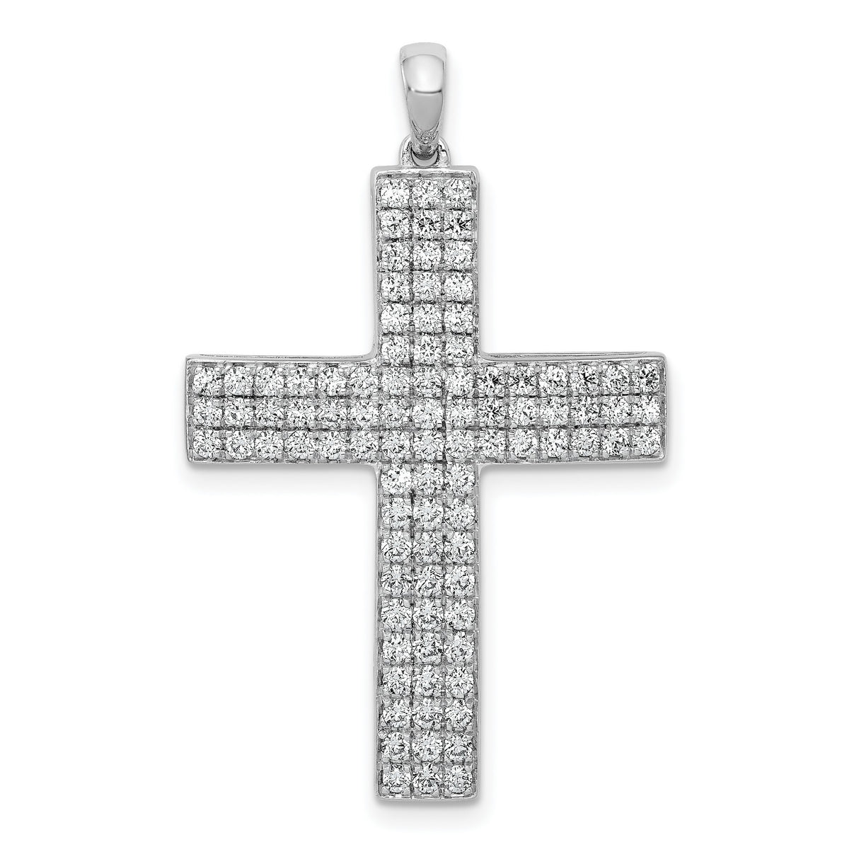 14k White Gold Cross Pendant with Diamond, Symmetrical Faith Design for Men and Women
