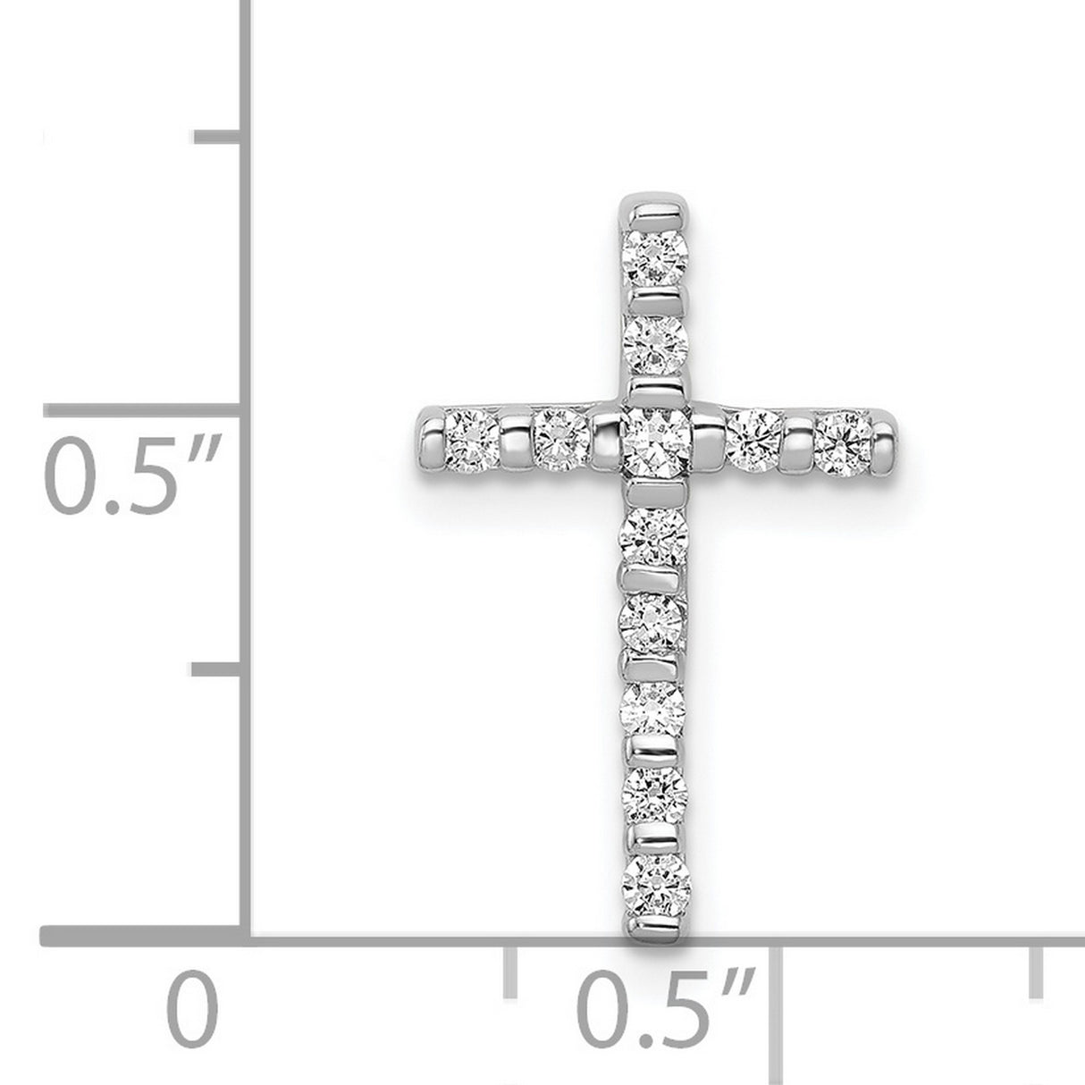 14k White Gold Diamond Cross Pendant with Polished Chain Slide Design