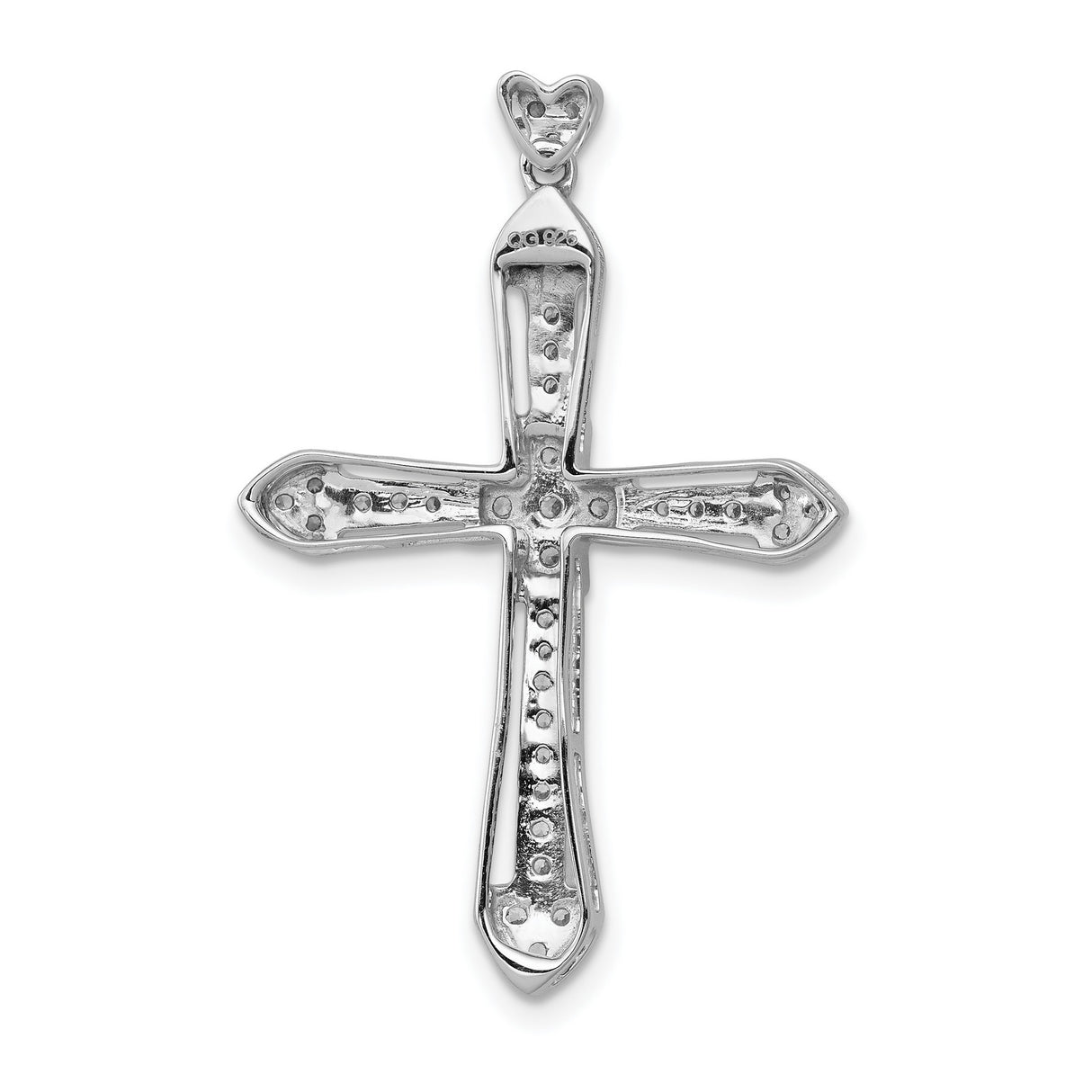 14k White Gold Cross Pendant with Diamond Accents, Religious Charm for Men and Women