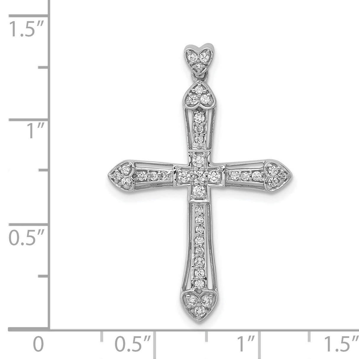 14k White Gold Cross Pendant with Diamond Accents, Religious Charm for Men and Women