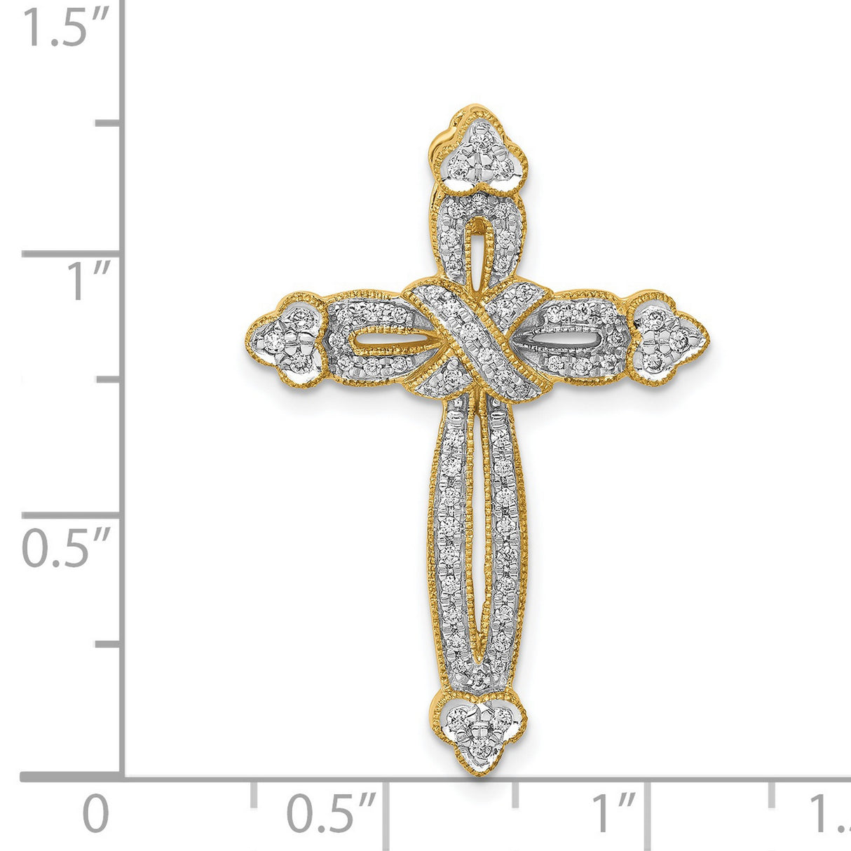 14k Yellow Gold Cross Pendant with Pavé Diamonds, Ornate Faith Jewelry for Men and Women