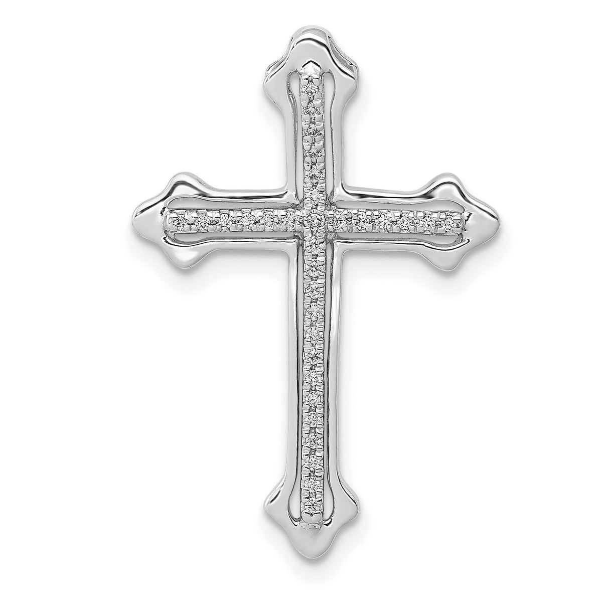14k White Gold Cross Pendant with Diamond Accents, Modern Faith Design for Men and Women