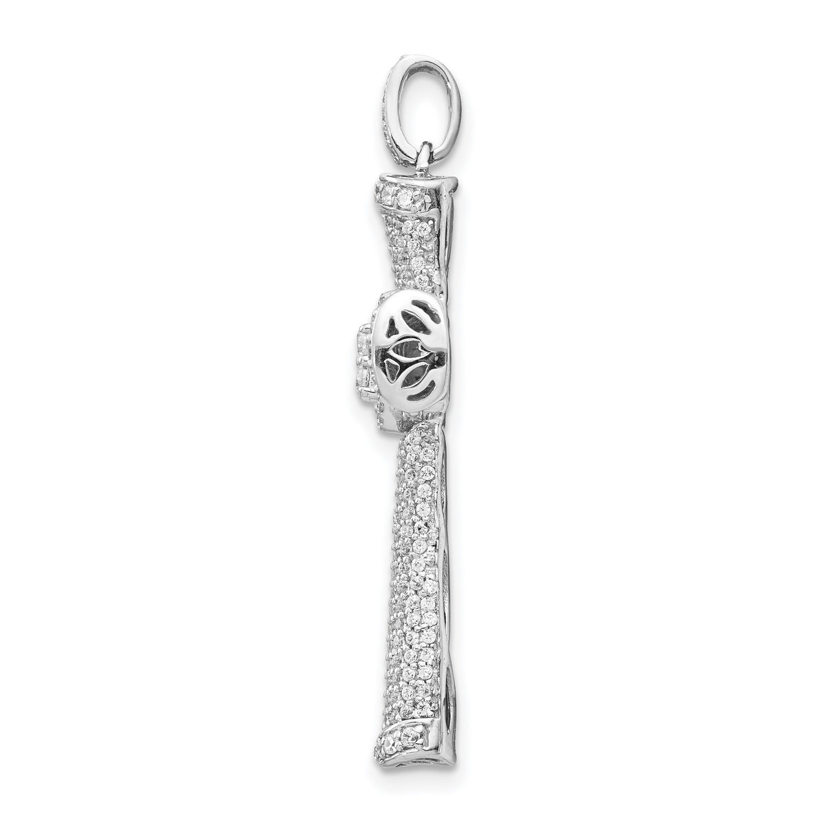 14k White Gold Cross Pendant with Diamond Cluster Pavé Setting, Religious Jewelry for Men and Women