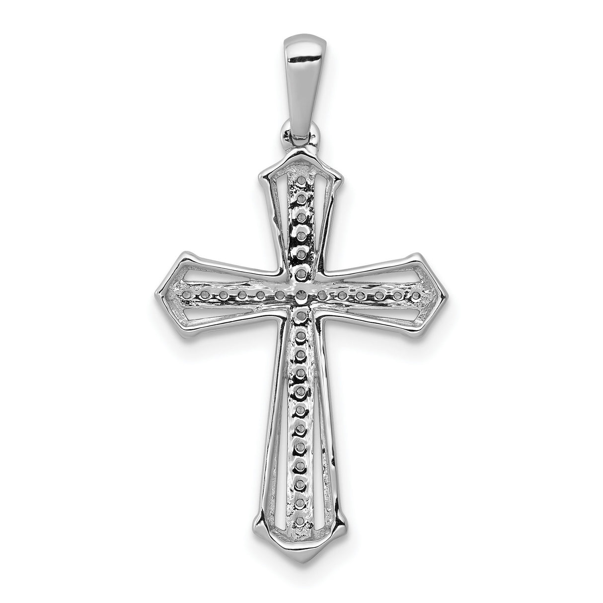 10k White Gold Diamond Cross Pendant with Channel Setting, Geometric Design, Christian Jewelry