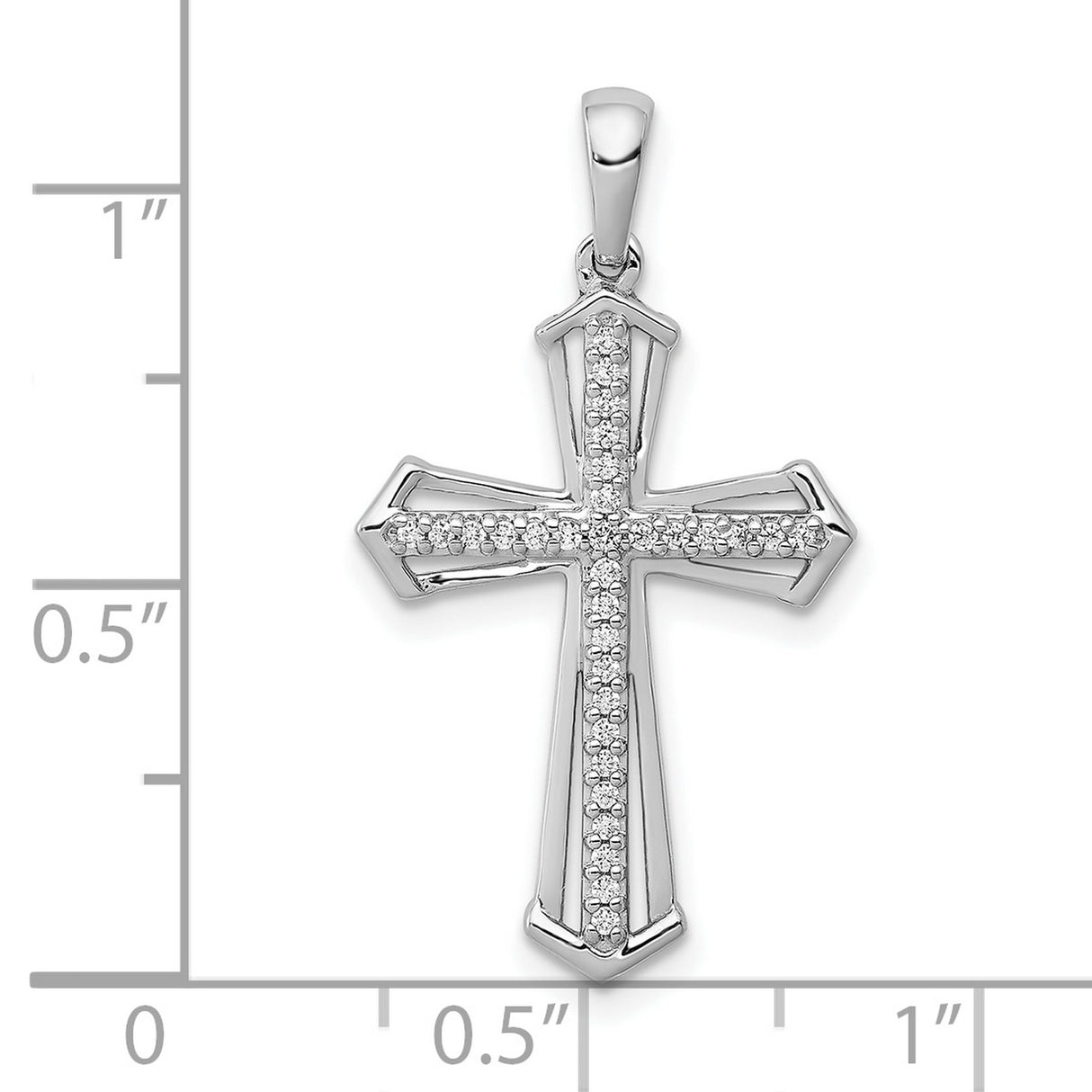 10k White Gold Diamond Cross Pendant with Channel Setting, Geometric Design, Christian Jewelry