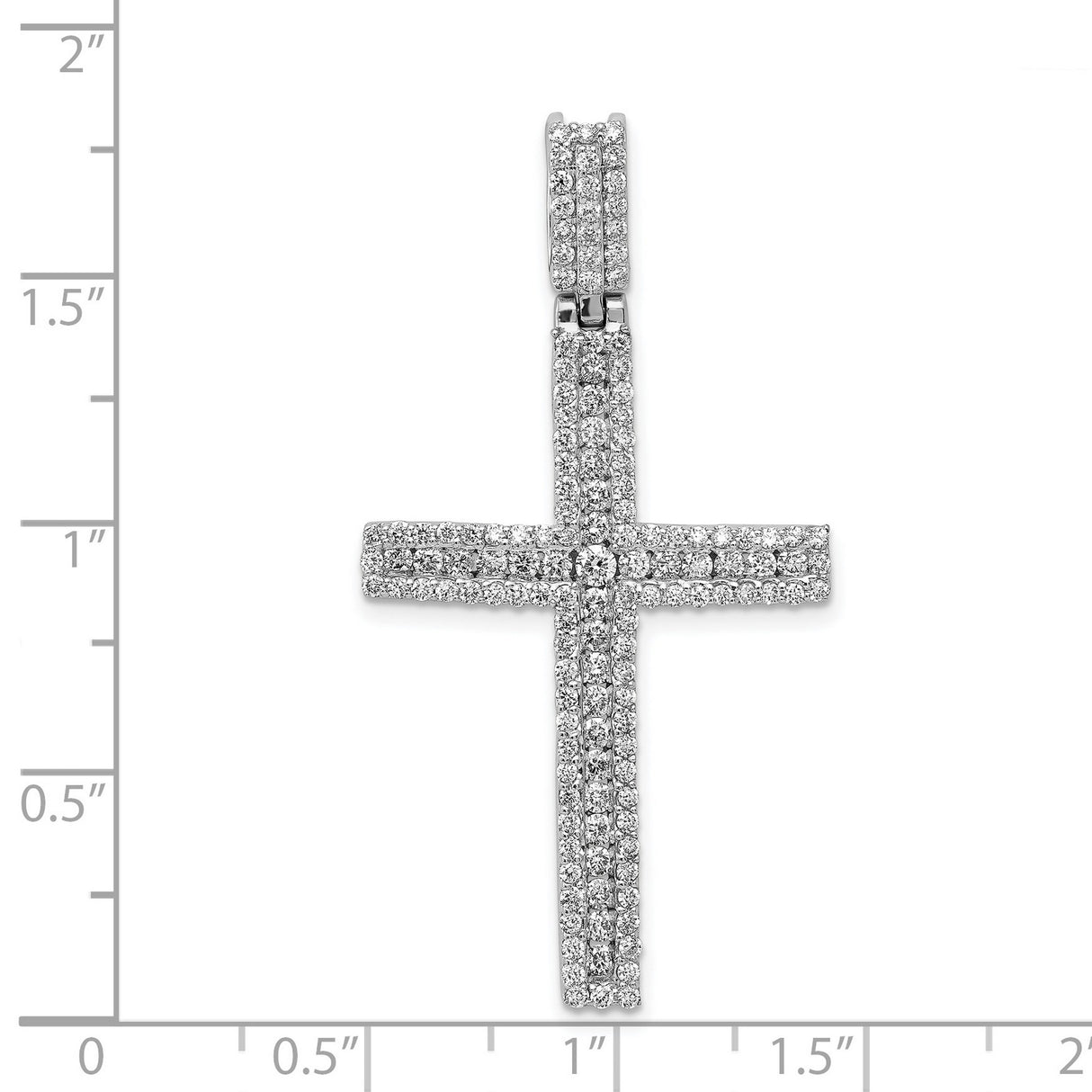 14k White Gold Diamond Latin Cross Pendant with Symmetrical Religious Design