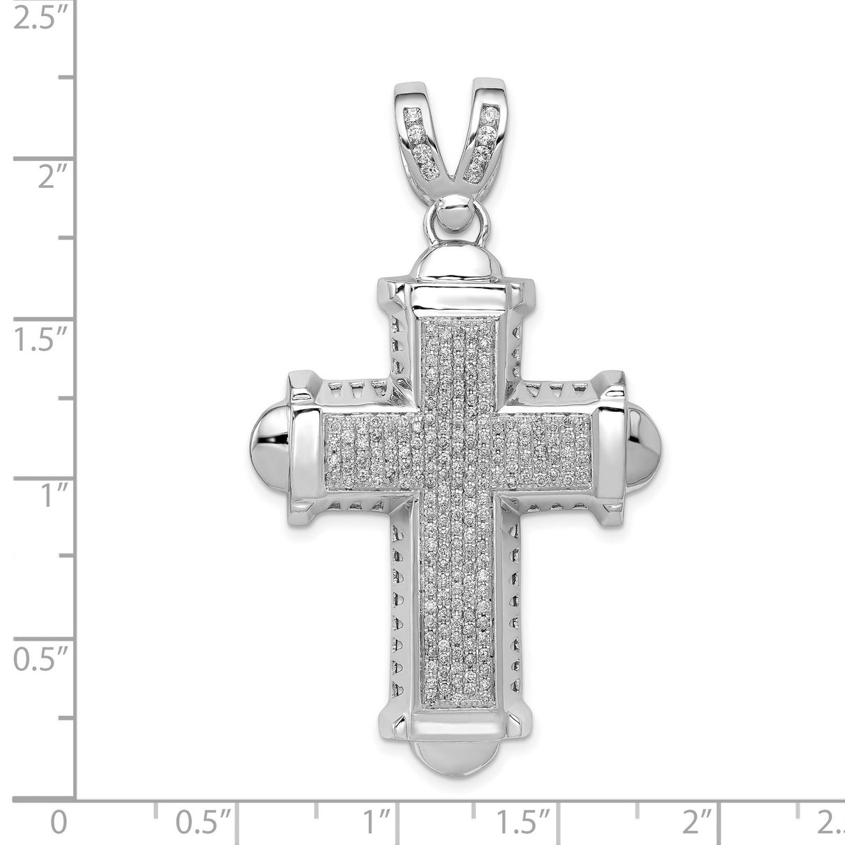 14k White Gold Cross Pendant with Diamond Accents, Modern Religious Unisex Design
