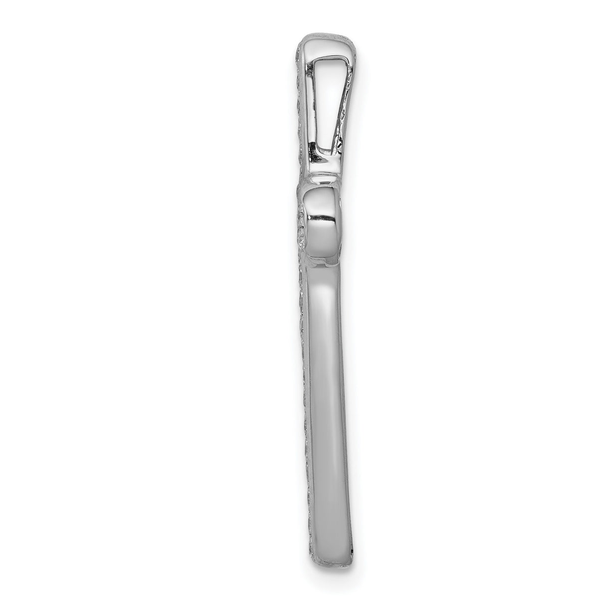 14k White Gold Diamond Latin Cross Pendant with Pave Setting for Men and Women