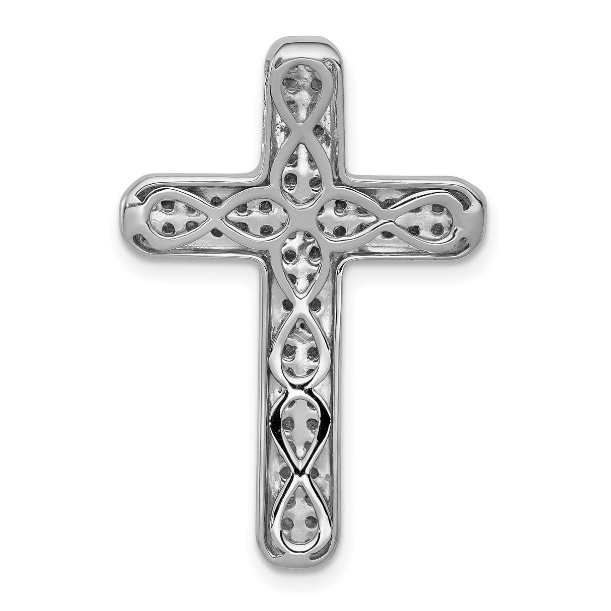 14k White Gold Diamond Latin Cross Pendant with Pave Setting for Men and Women