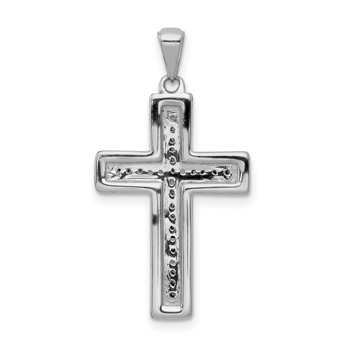 10k White Gold Cross Pendant with Round Cut Diamonds, Bold Religious Jewelry for Men and Women