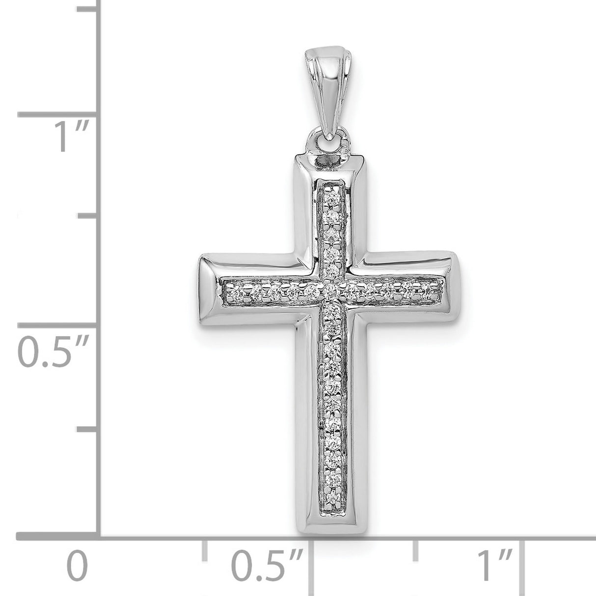 10k White Gold Cross Pendant with Round Cut Diamonds, Bold Religious Jewelry for Men and Women