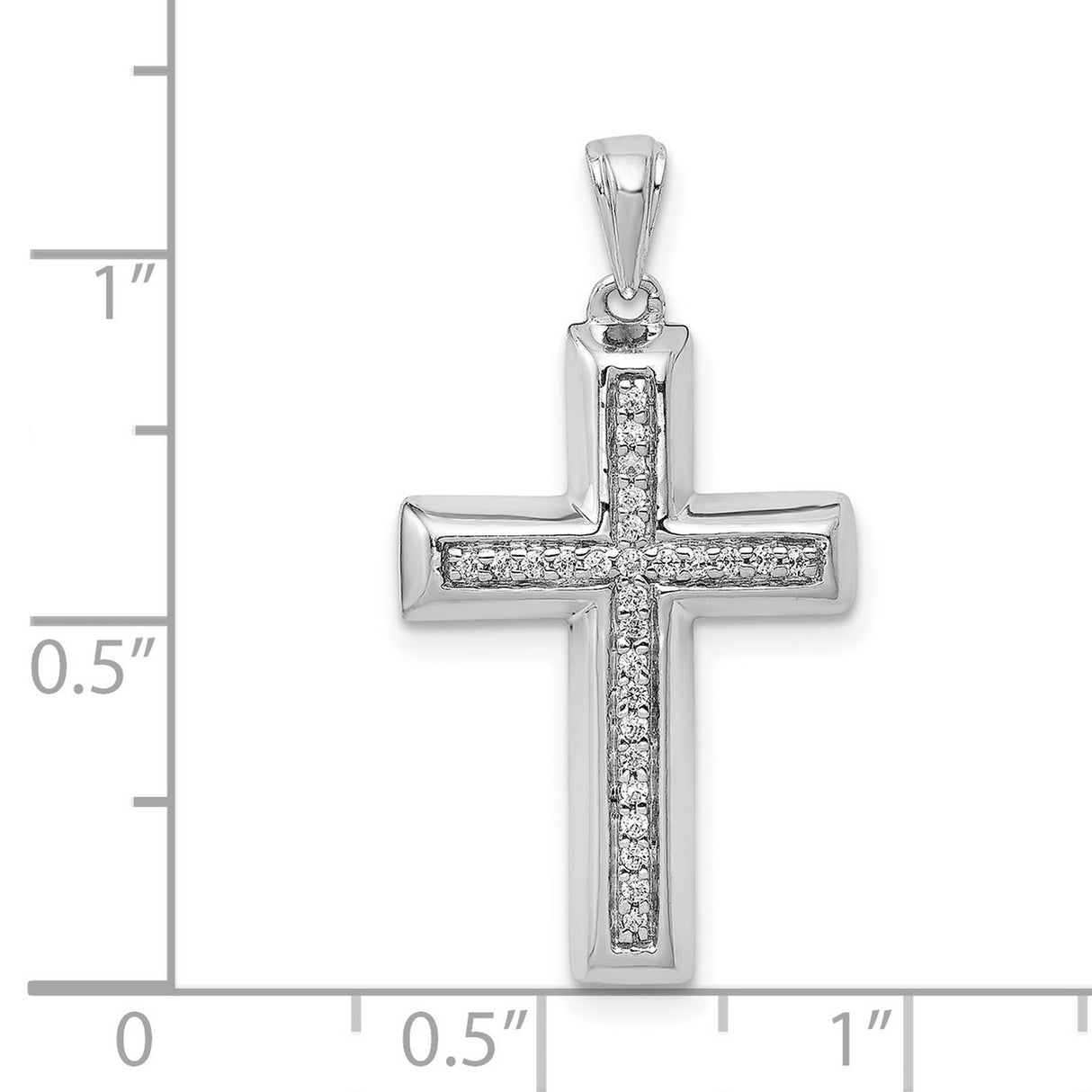 14k White Gold Cross Pendant with Diamond Detail, Modern Minimalist Religious Jewelry