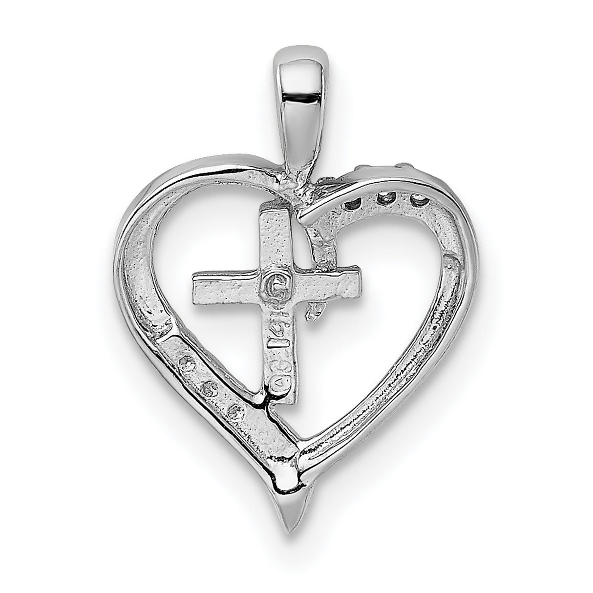 14k White Gold Diamond Cross Pendant, Modern Polished Design, Spiritual Minimalist Style