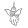 14k White Gold Angel Pendant with Diamond Accents, Open Heart Religious Charm for Women