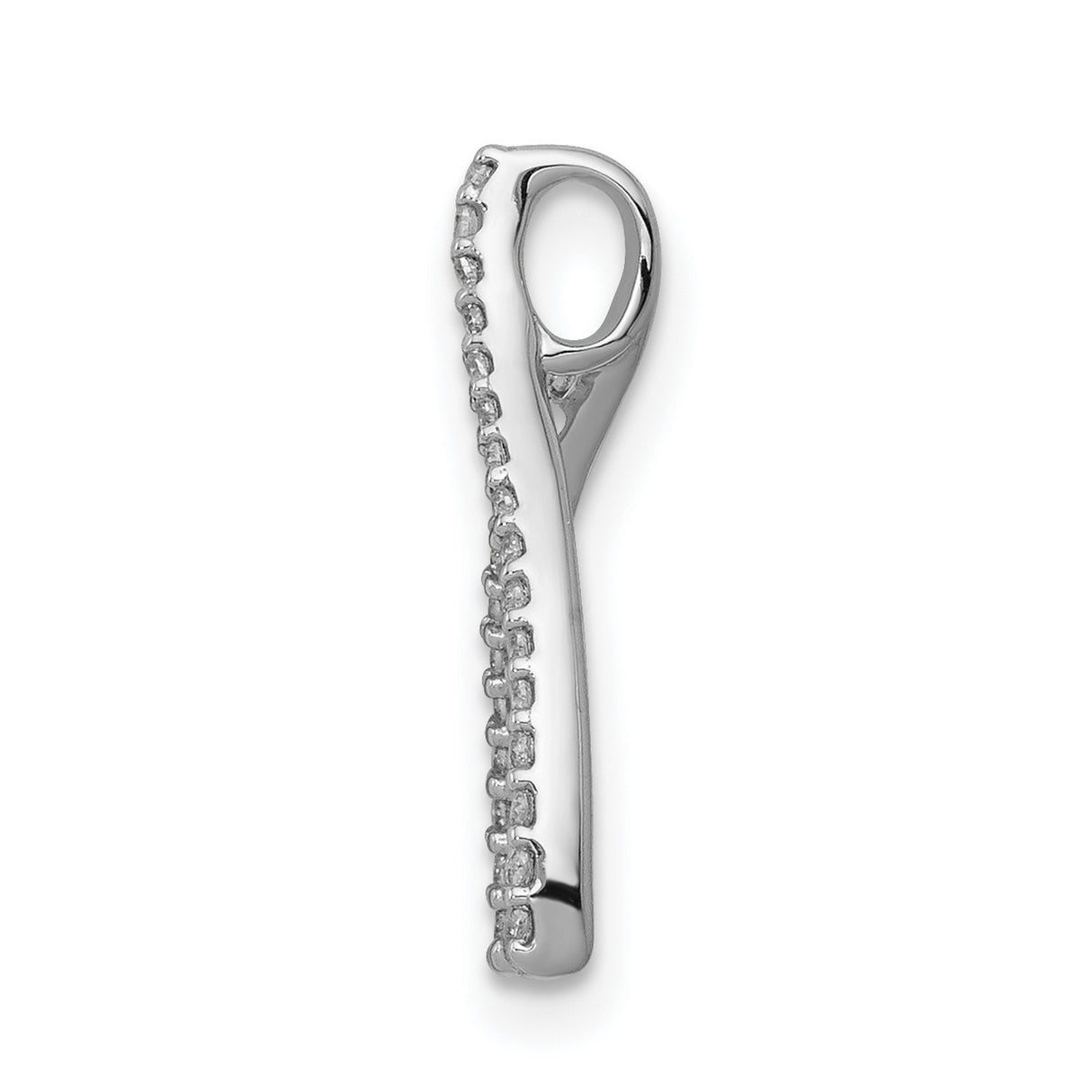 14k White Gold Wishbone Pendant with Diamonds, Symbolic Hope and Luck Charm for Women