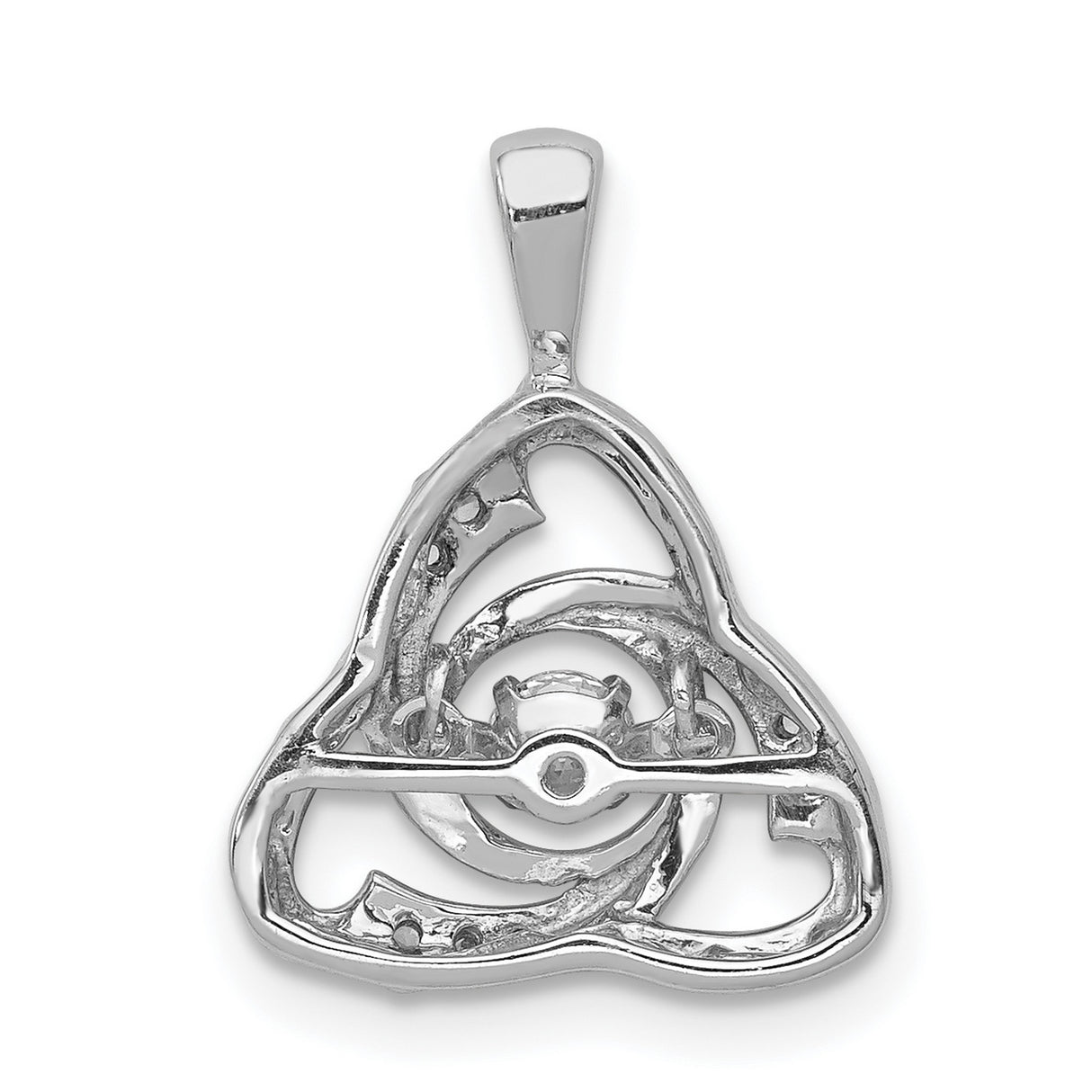 Diamond Celtic Triquetra Symbol Charm Pendant in Real 14k White Gold