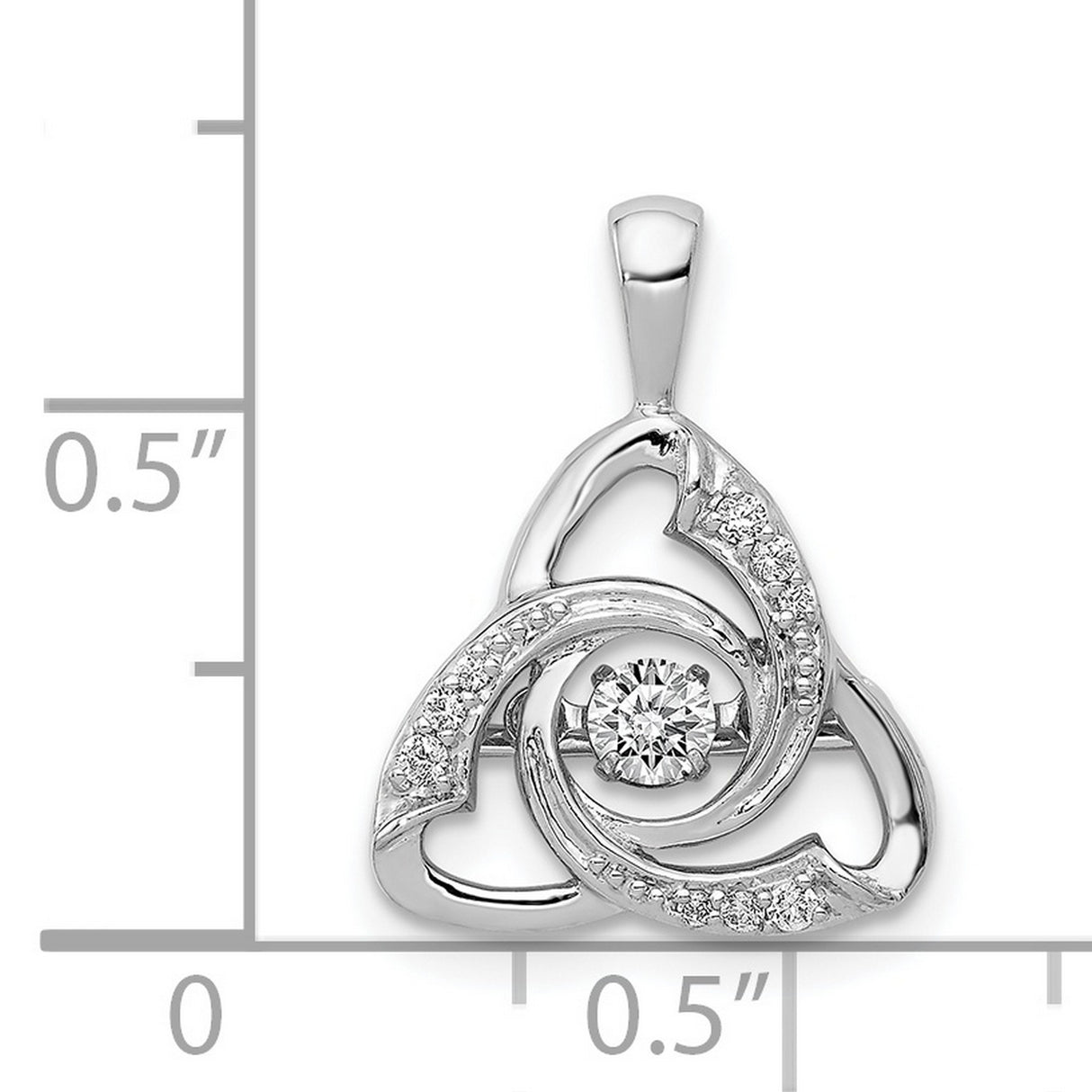 Diamond Celtic Triquetra Symbol Charm Pendant in Real 14k White Gold