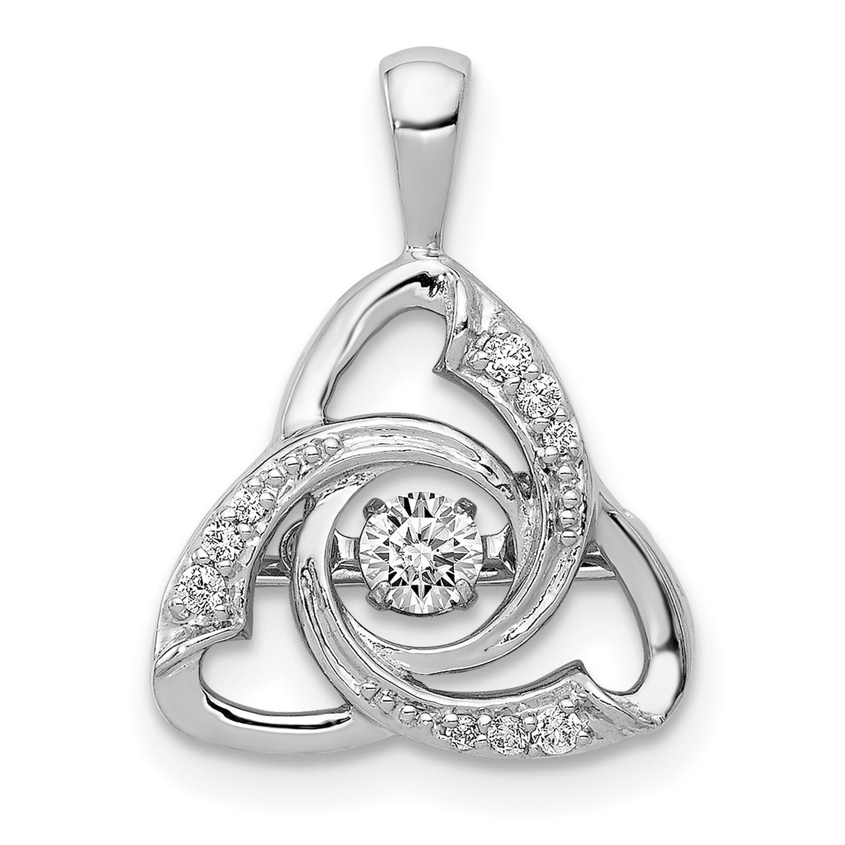 Diamond Celtic Triquetra Symbol Charm Pendant in Real 14k White Gold