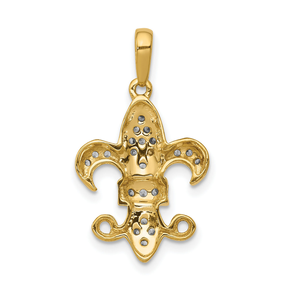 14k Yellow Gold Fleur de Lis Pendant with Diamond Accents, Faith and French Heritage Symbol