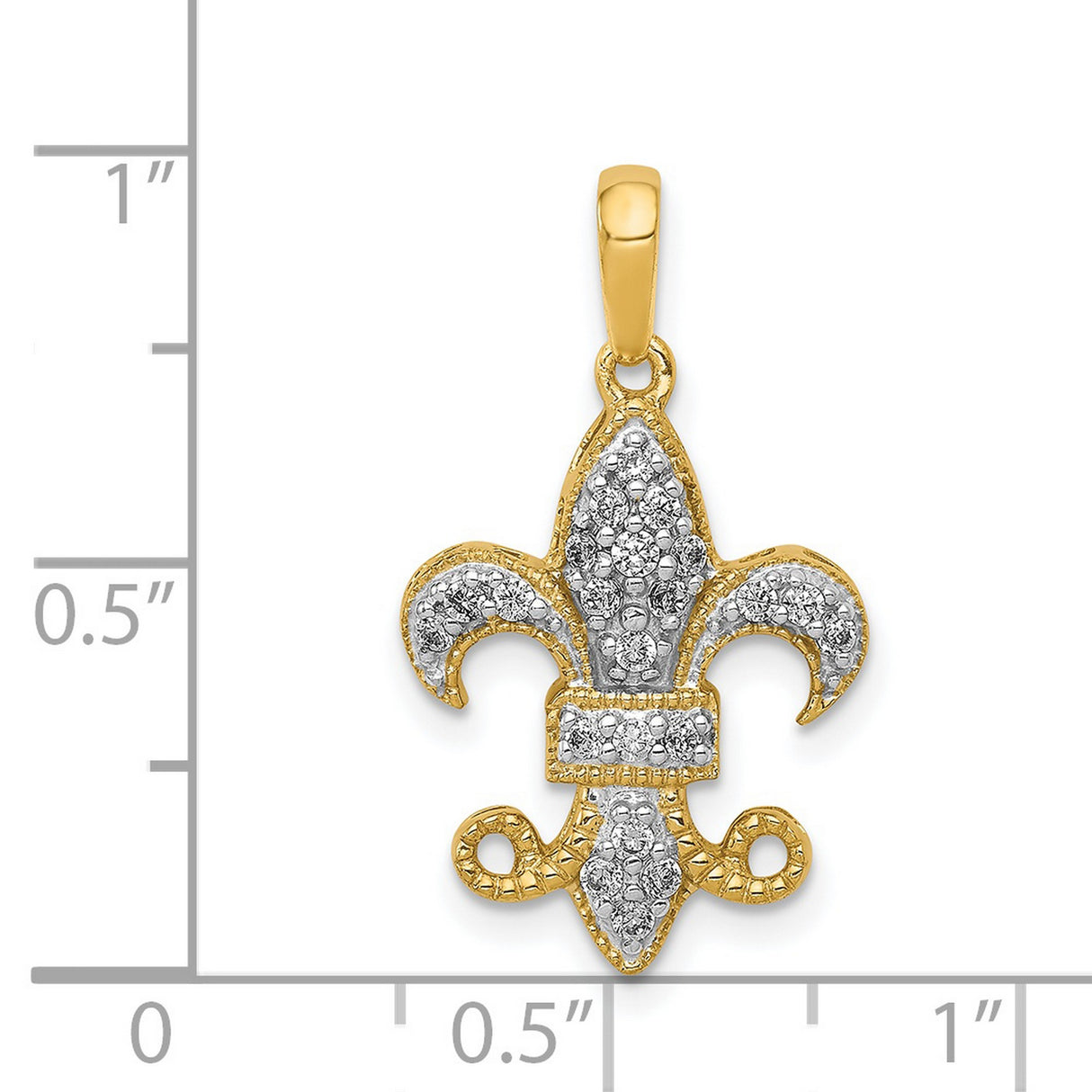 14k Yellow Gold Fleur de Lis Pendant with Diamond Accents, Faith and French Heritage Symbol