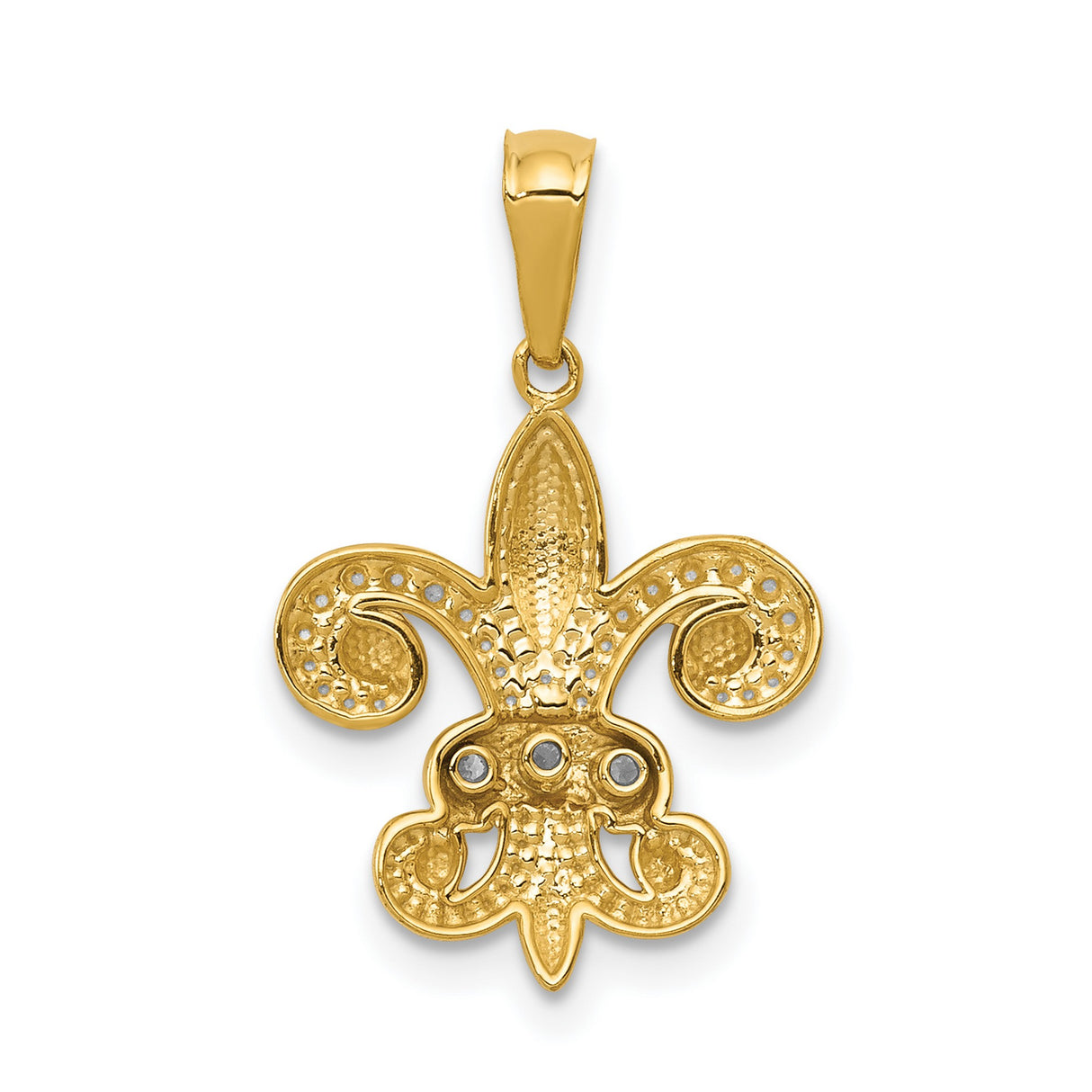 14k Two-Tone Gold Fleur-de-Lis Pendant with Diamond Accents, Christian Symbolic Jewelry for Women