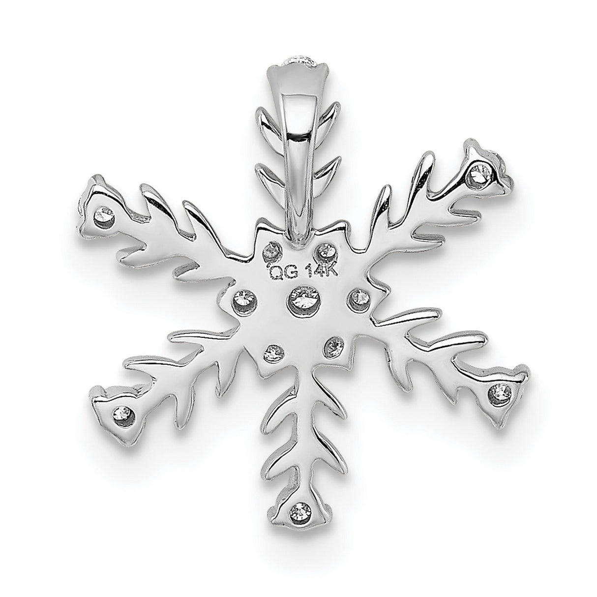 14k White Gold Snowflake Pendant with Diamond Accents, Winter-Inspired Holiday Jewelry for Women