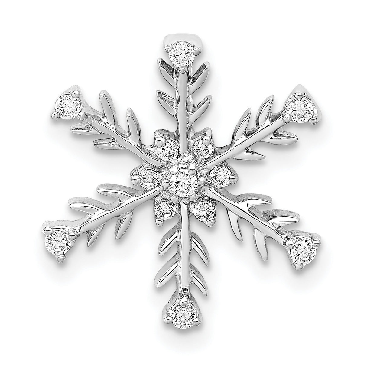 14k White Gold Snowflake Pendant with Diamond Accents, Winter-Inspired Holiday Jewelry for Women