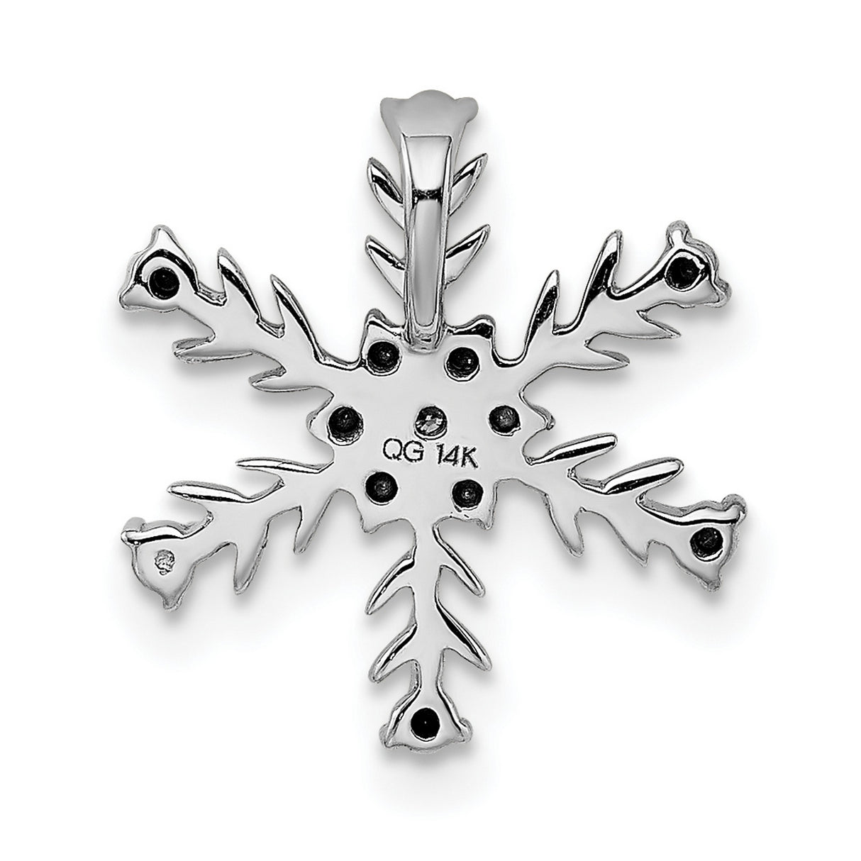 14k White Gold Snowflake Pendant with Diamond, Winter Motif Fine Jewelry for Women