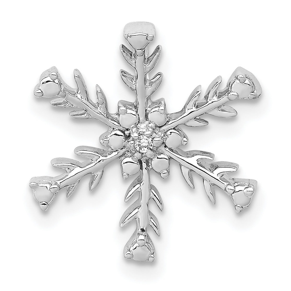 14k White Gold Snowflake Pendant with Diamond, Winter Motif Fine Jewelry for Women