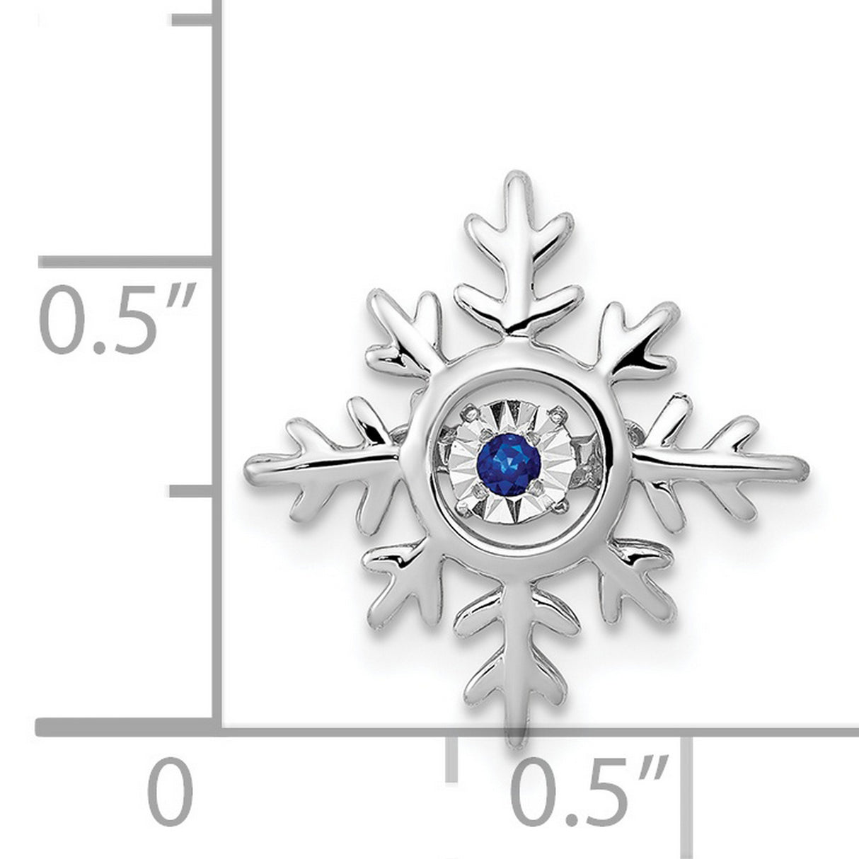 14k White Gold Snowflake Pendant with Sapphire, Nature-Inspired Winter Jewelry for Women