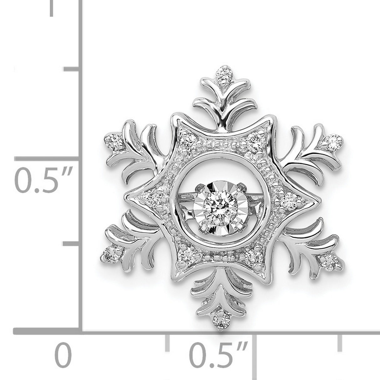 14k White Gold Snowflake Pendant with Diamond Center, Winter-Inspired Jewelry for Women