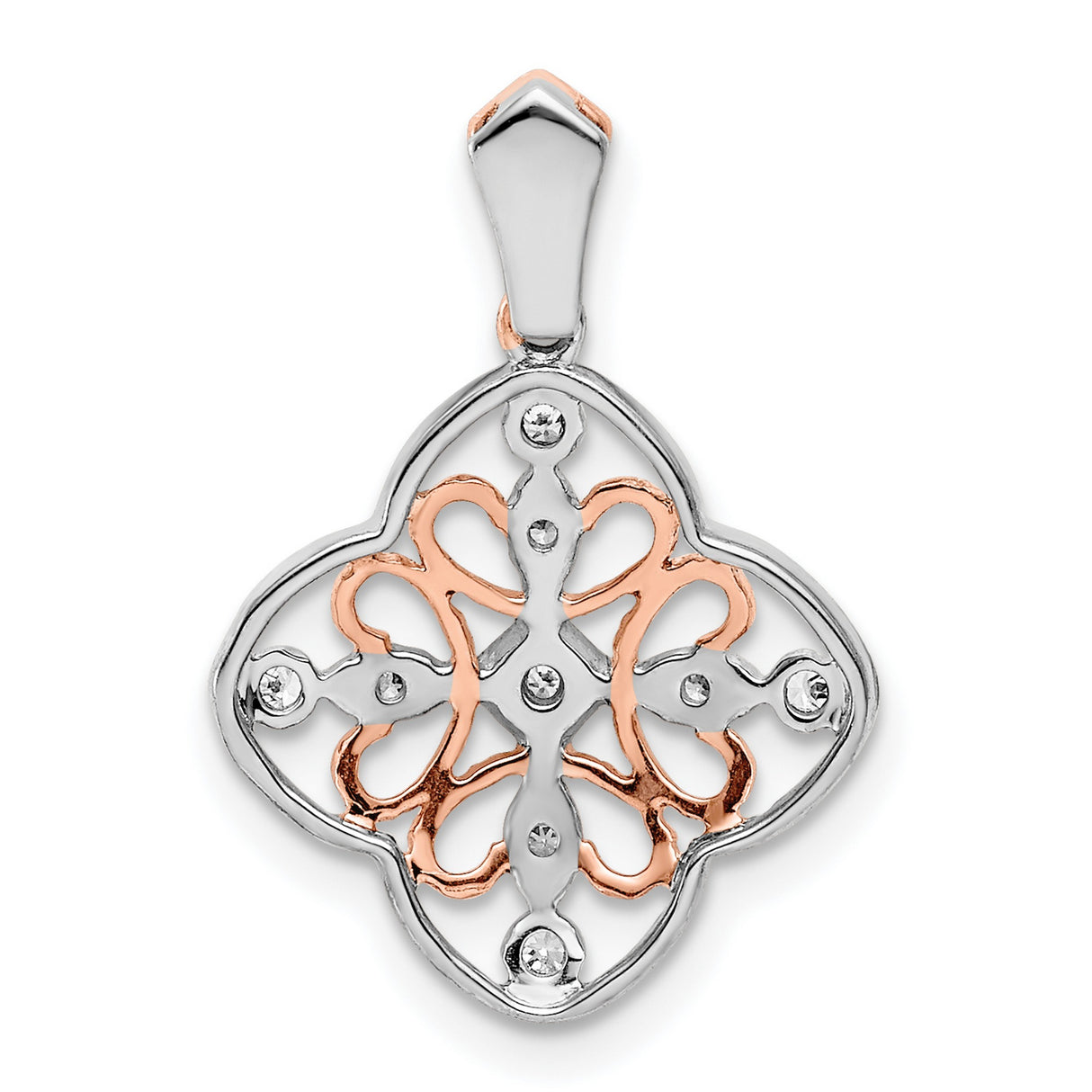 Diamond Vintage Charm Pendant in Real 14k White Gold