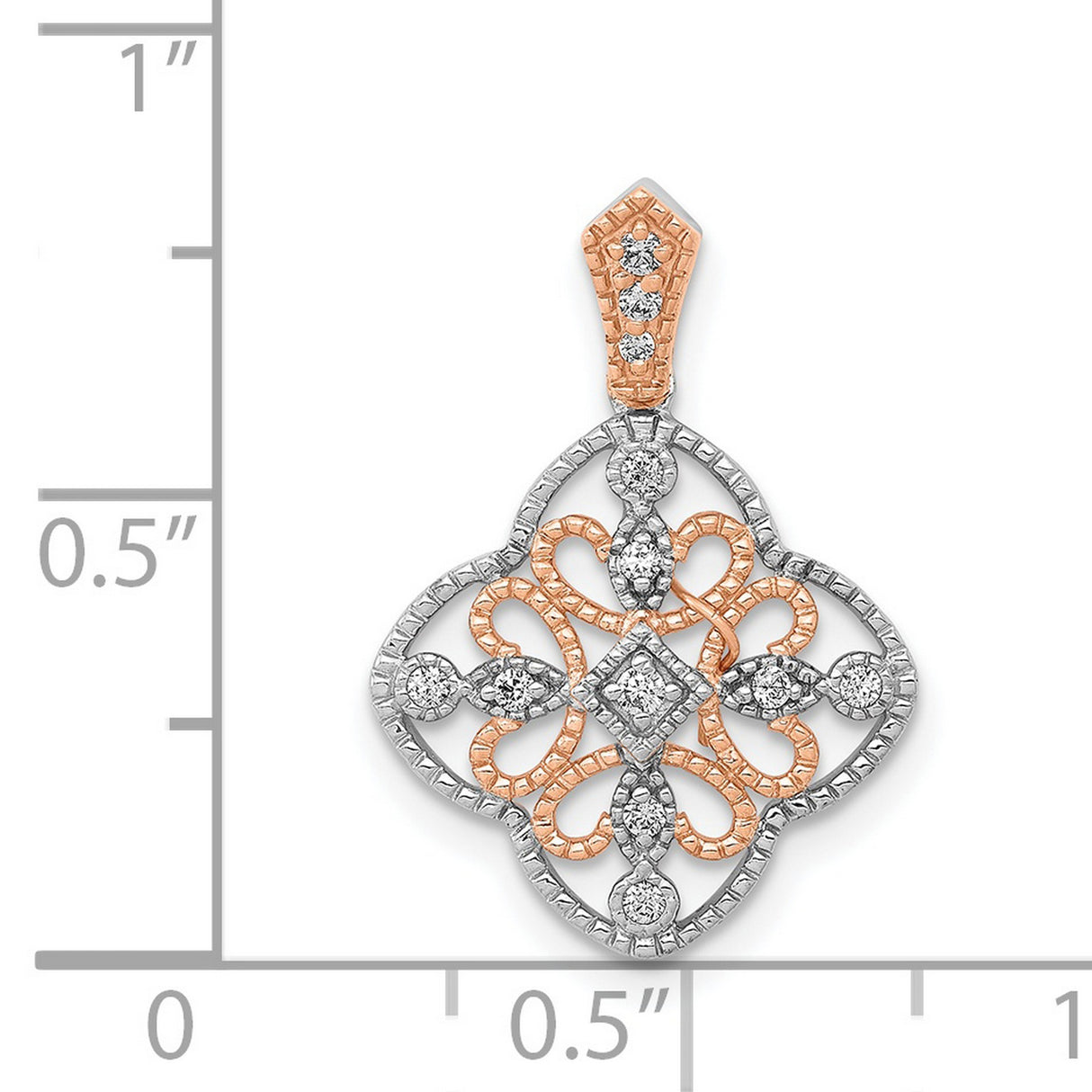 Diamond Vintage Charm Pendant in Real 14k White Gold