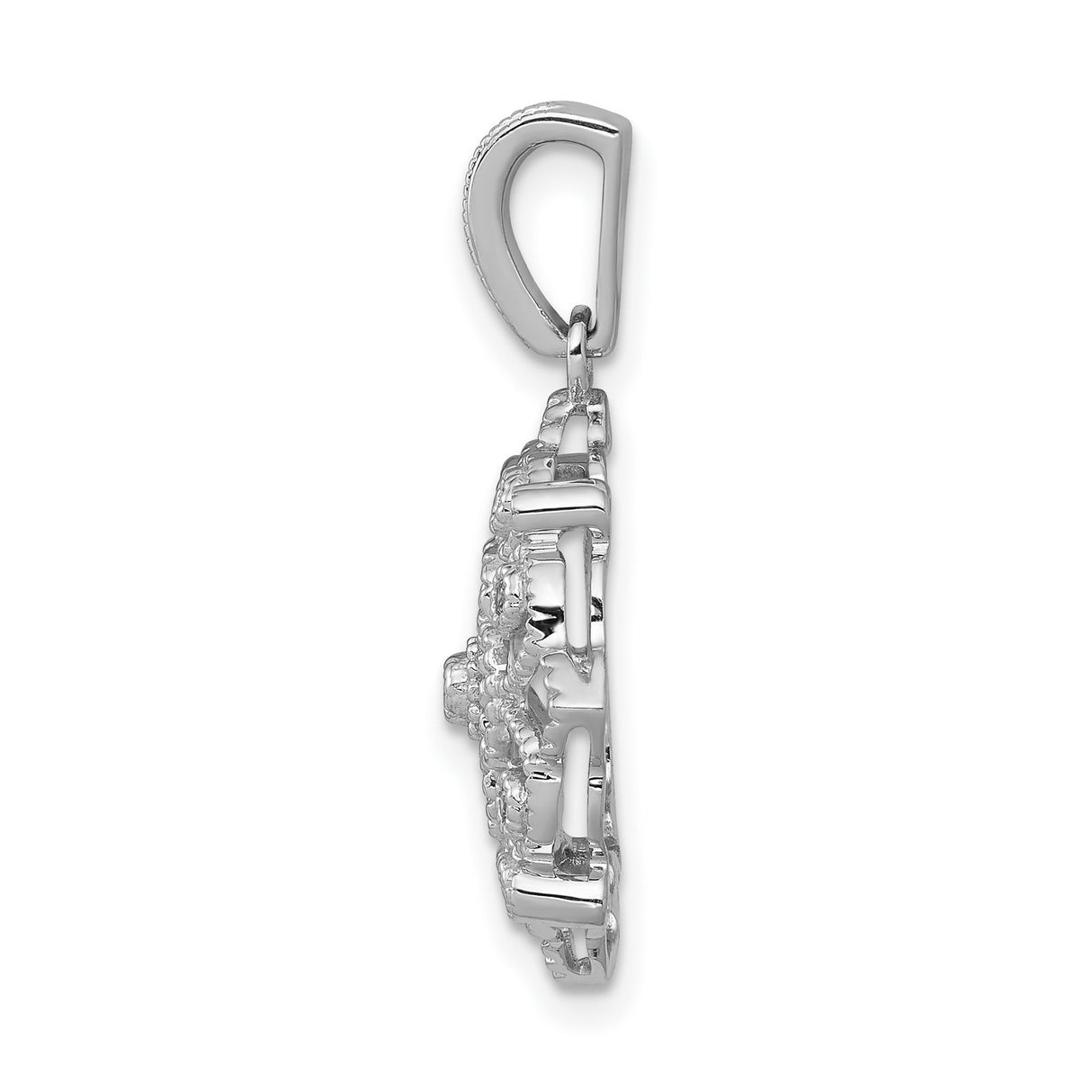 Fancy 1/15ct Diamond Vintage Charm Pendant in Real 14k White Gold